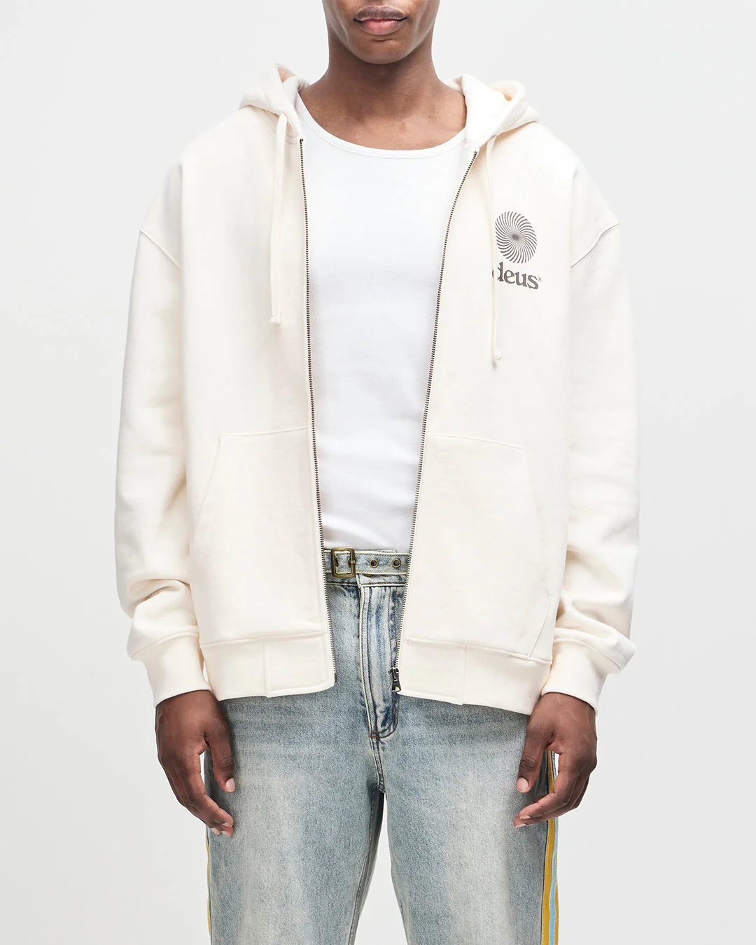 Strata Zip Hoodie - Dirty White