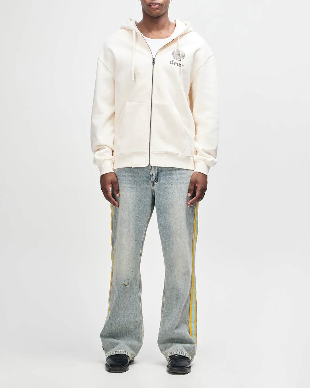 Strata Zip Hoodie - Dirty White - Image 5