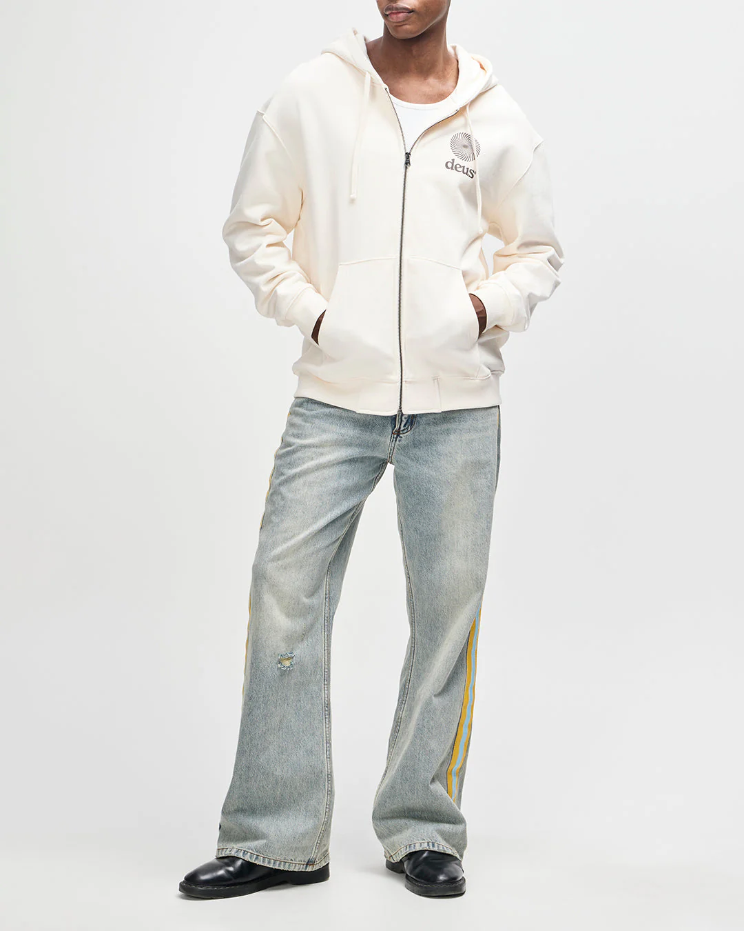 Strata Zip Hoodie - Dirty White - Image 8